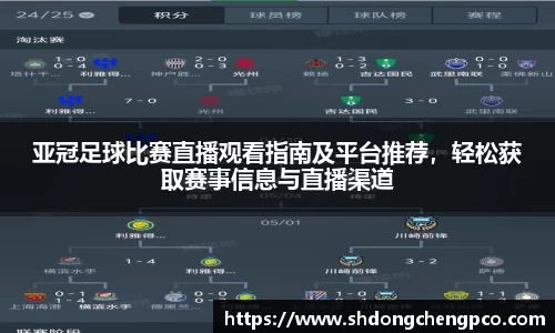 亚冠足球比赛直播观看指南及平台推荐，轻松获取赛事信息与直播渠道